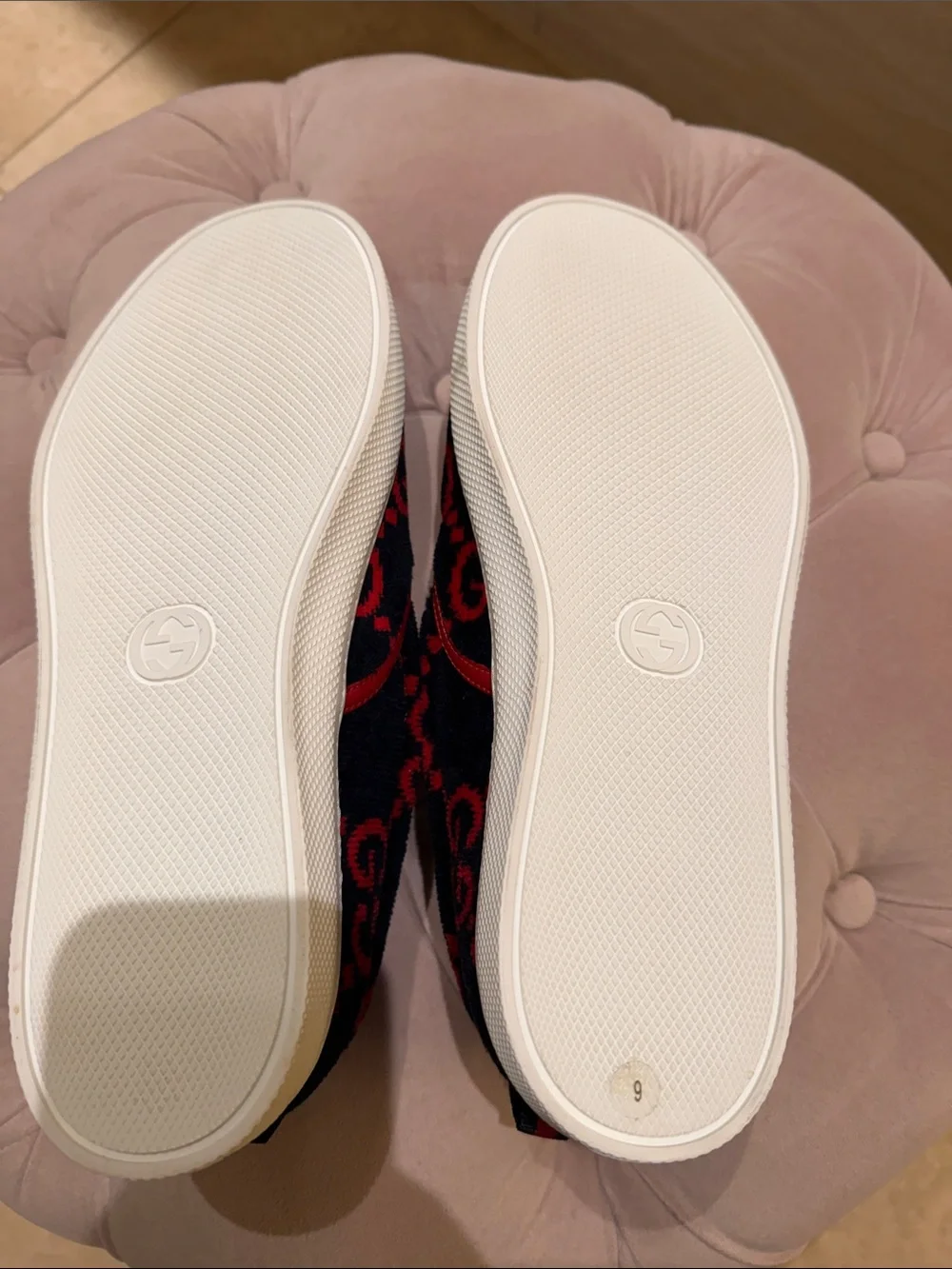 Gucci GG Slip-On Terry Cloth Slip-On Sneakers red and blue